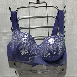 Cacique Purple Bra with Silver Floral Print